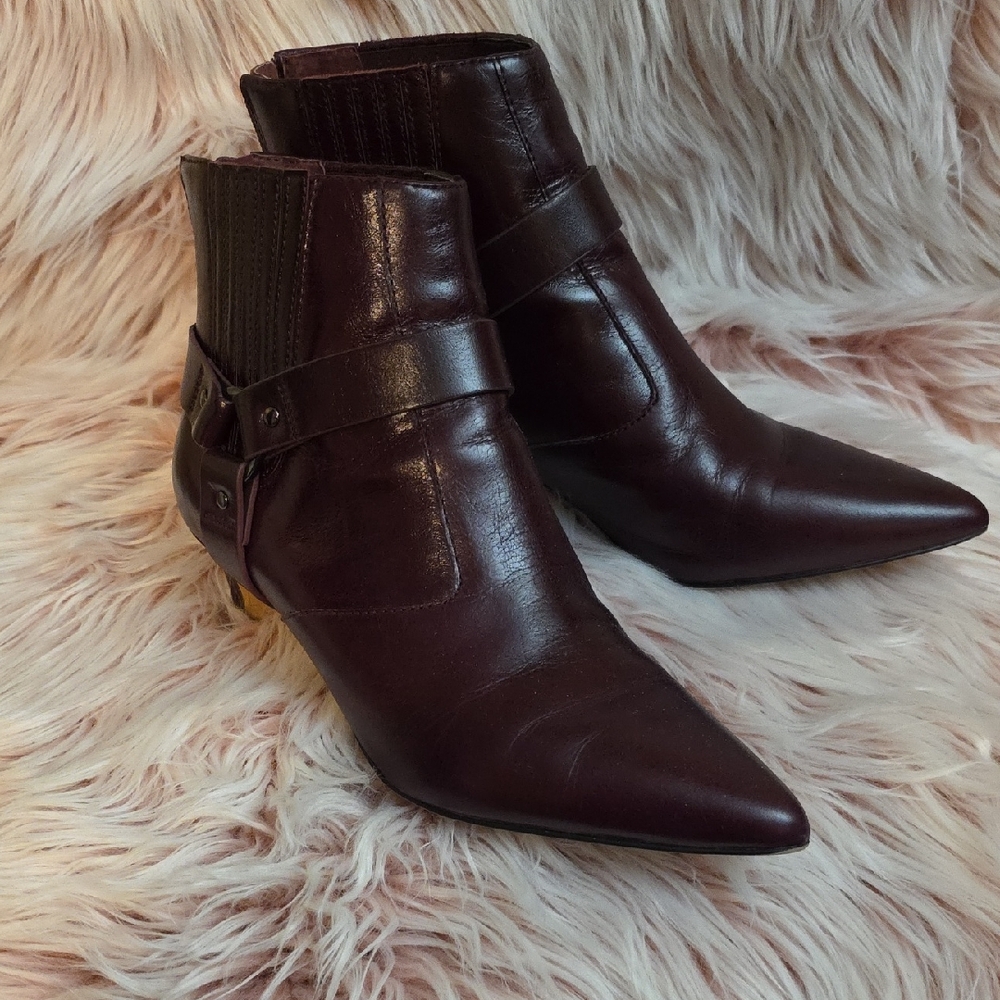 Vince Camuto Brown Ankle Boots with Buckle Straps